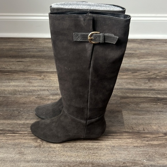 Steven by Steve Madden Women Intyce Tall Riding Grey Suede Wedge boots 7.5M @ - Picture 4 of 9